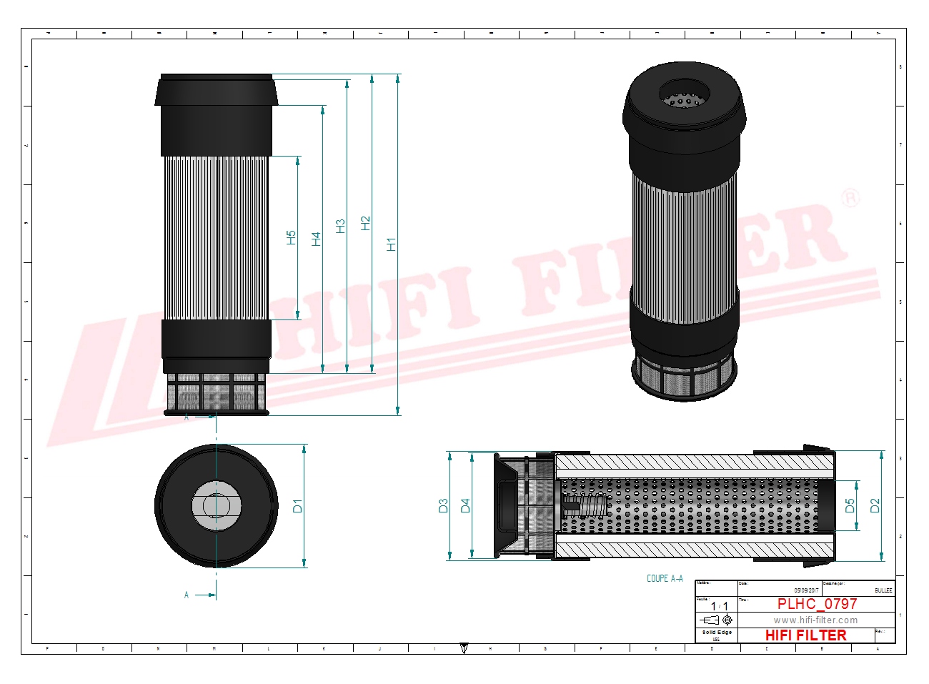 Schema tecnico Filtro idraulico 4315387 per trattori e macchine agricole
