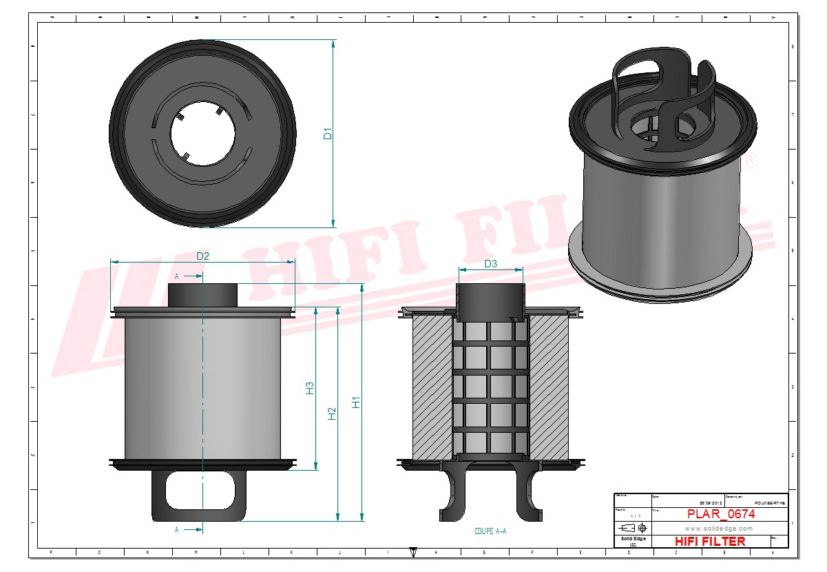 Schema tecnico Filtro Aerazione Motore 55199890 per trattori e macchine agricole