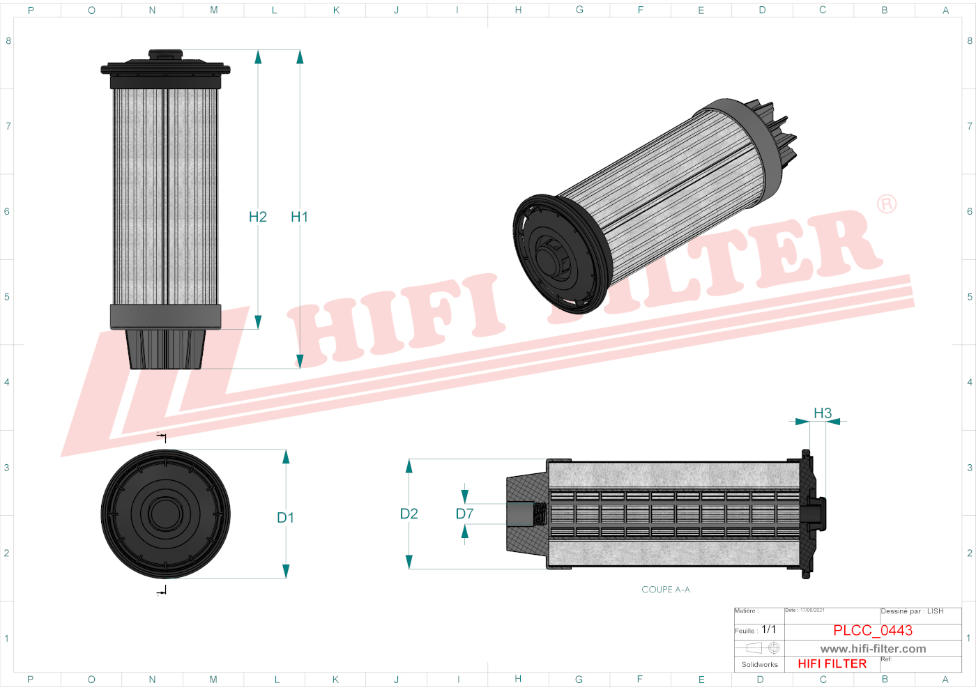 Schema tecnico Filtro carburante 64981344 per trattori e macchine agricole