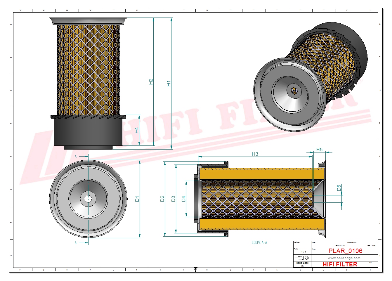 Schema tecnico Filtro aria