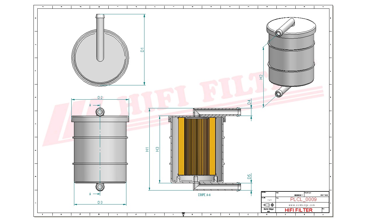Schema tecnico Filtro carburante 1467712 per trattori e macchine agricole