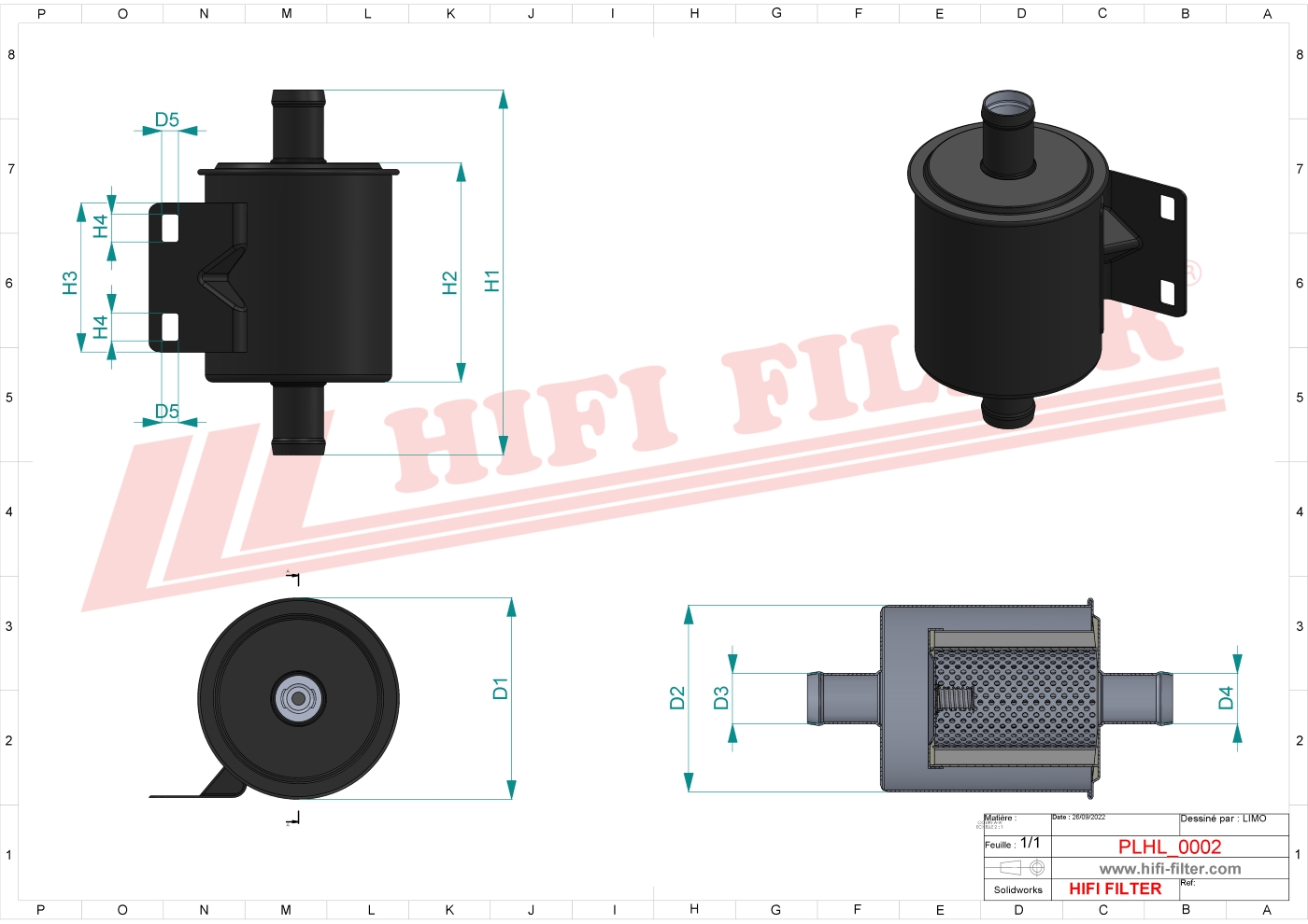 Schema tecnico Filtro olio