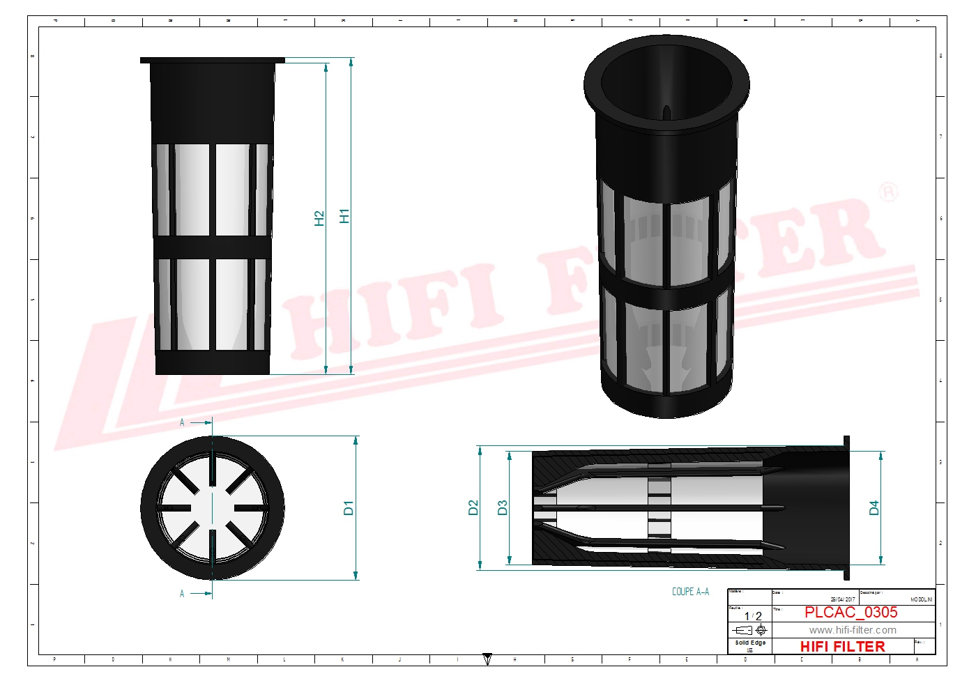 Schema tecnico Prefiltro aria