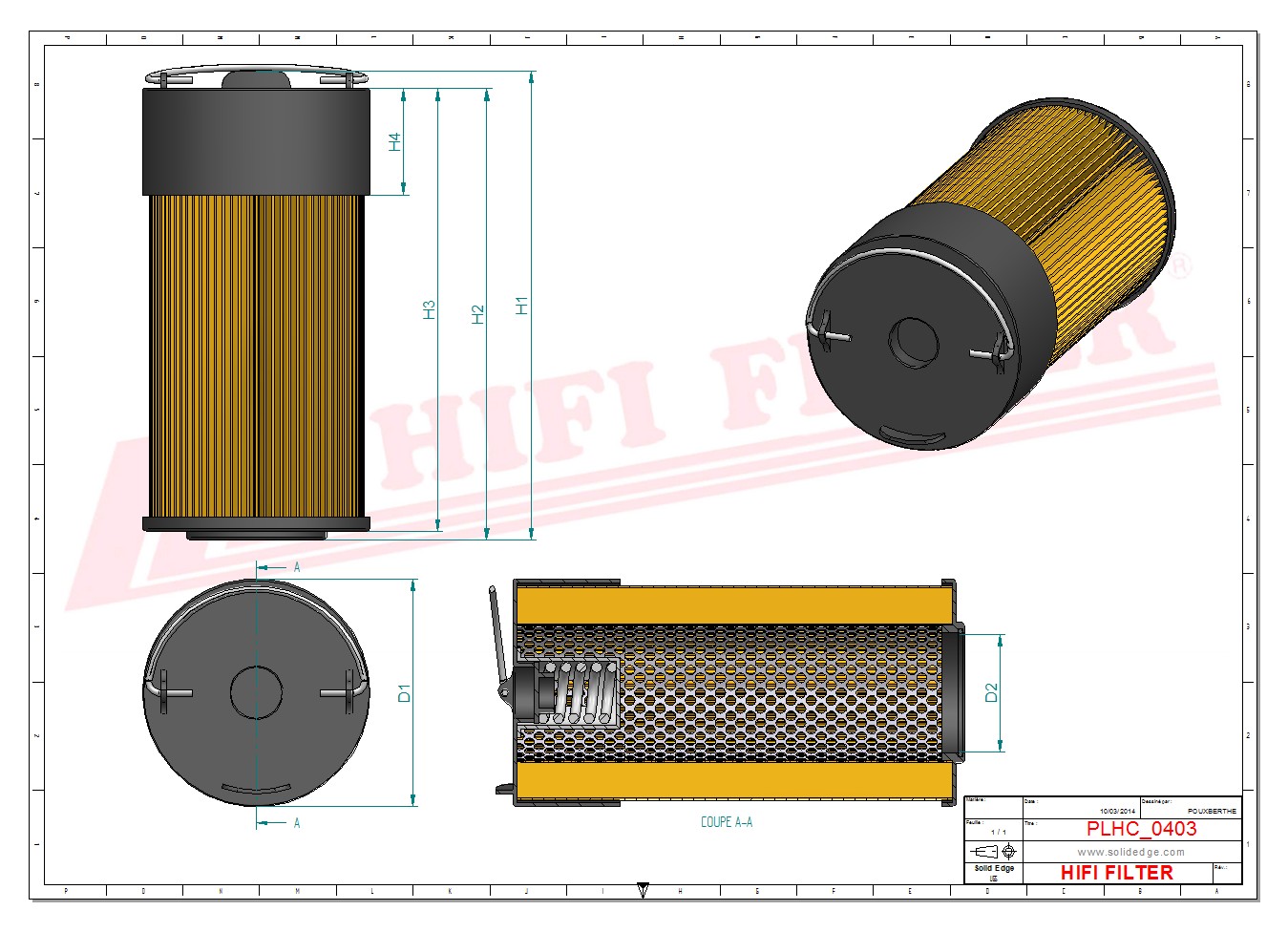 Schema tecnico Filtro olio