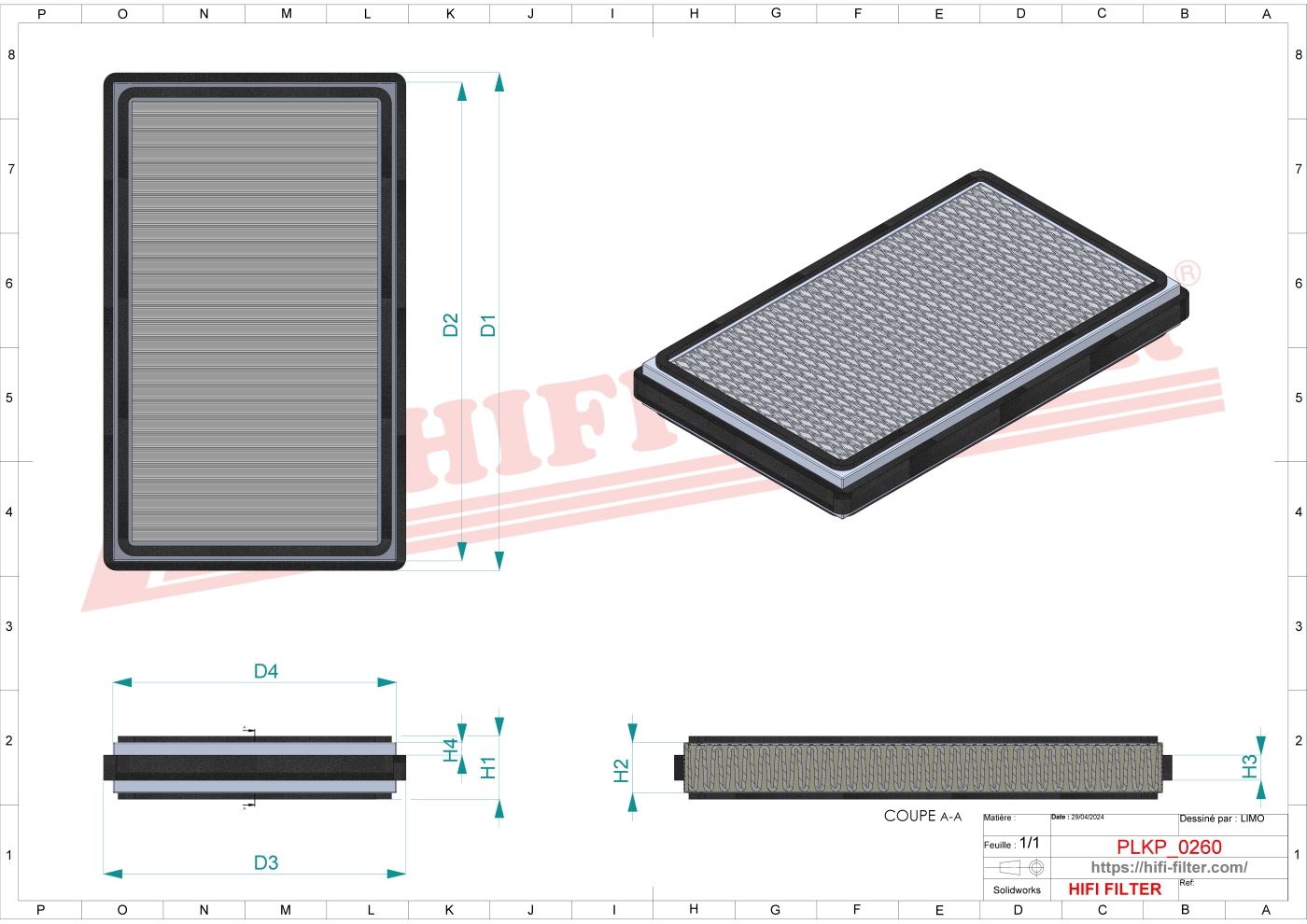 Schema tecnico Filtro abitacolo 5063679 per trattori e macchine agricole