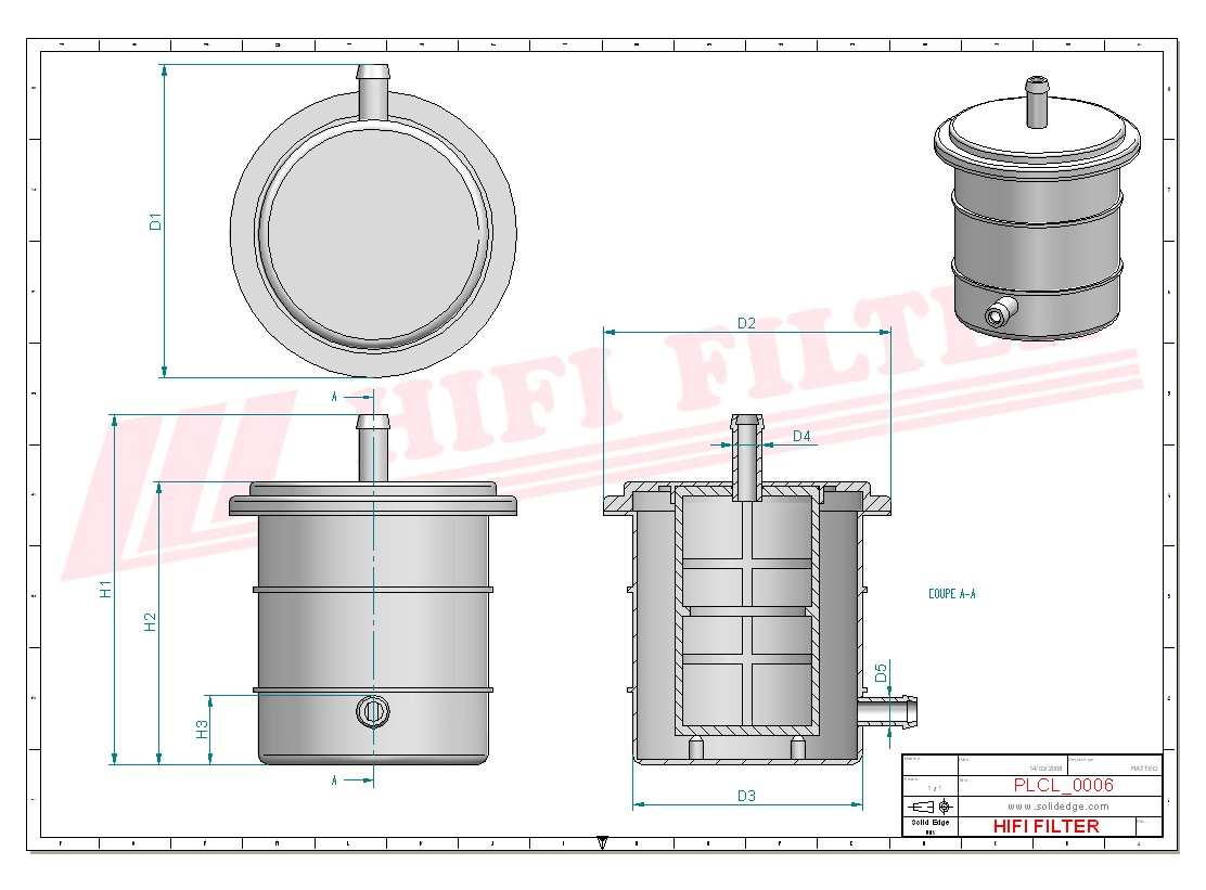 Schema tecnico Filtro carburante 12905255630 per trattori e macchine agricole