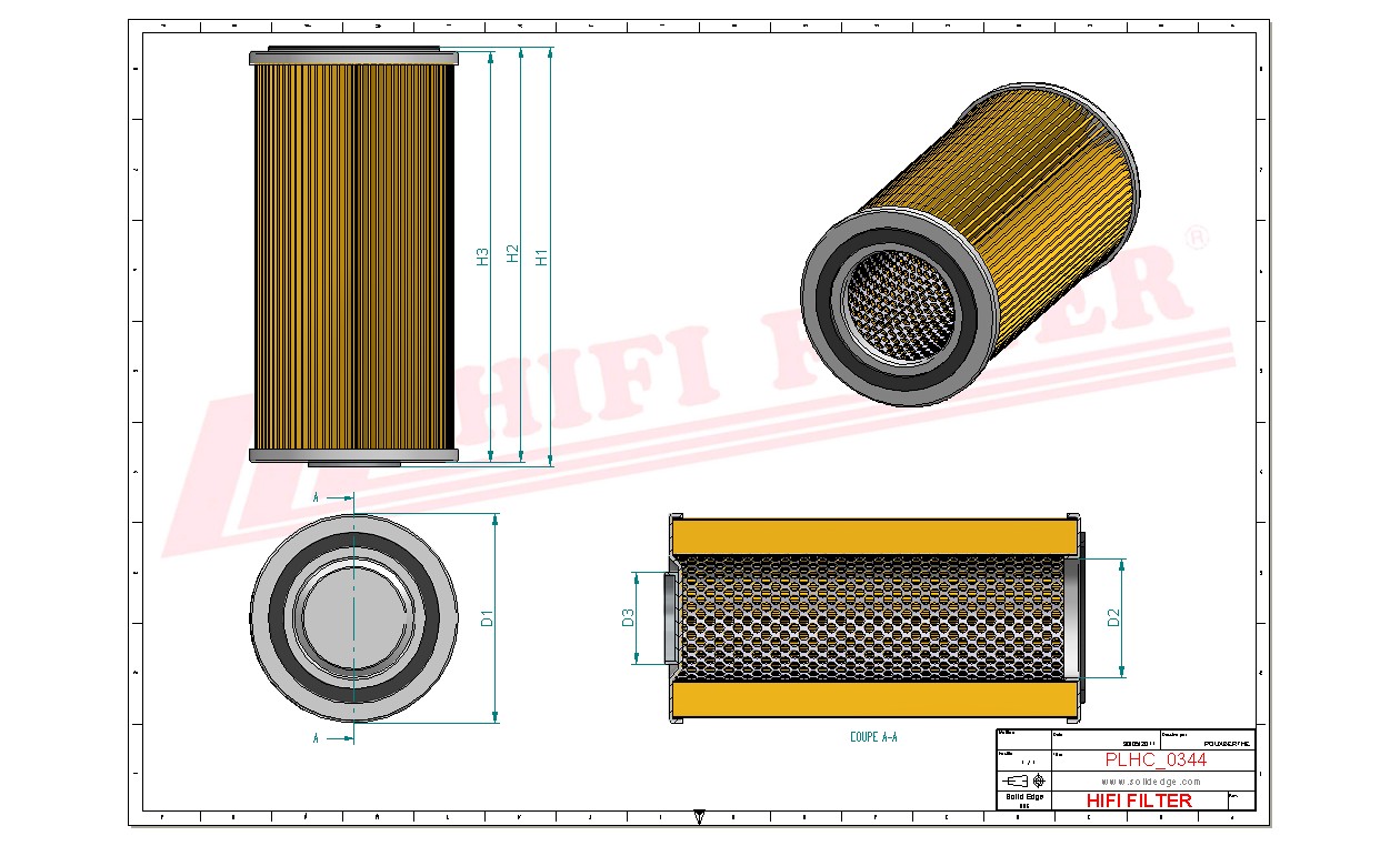 Schema tecnico Filtro idraulico 3555711 M91 per trattori e macchine agricole