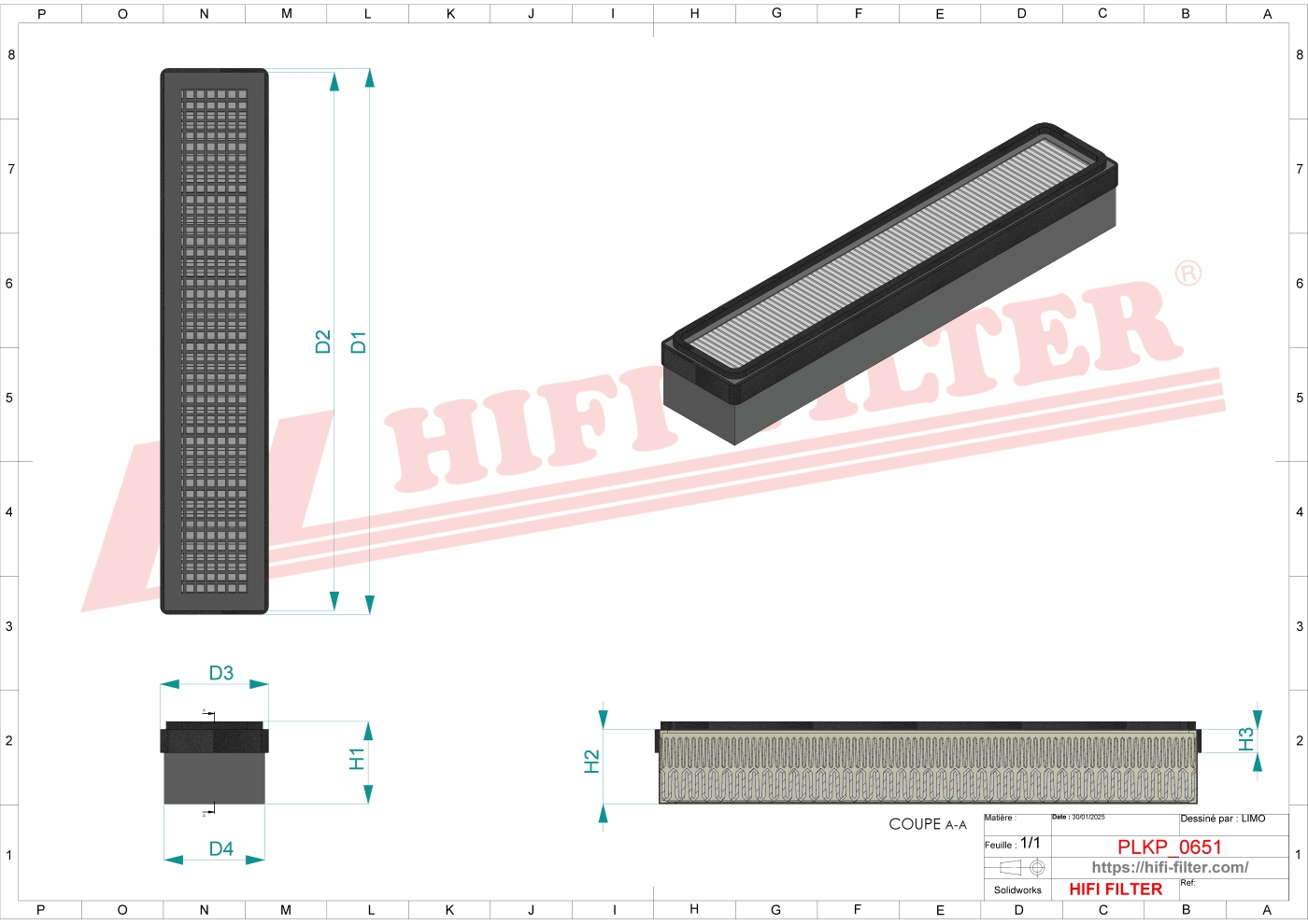 Schema tecnico Filtro abitacolo