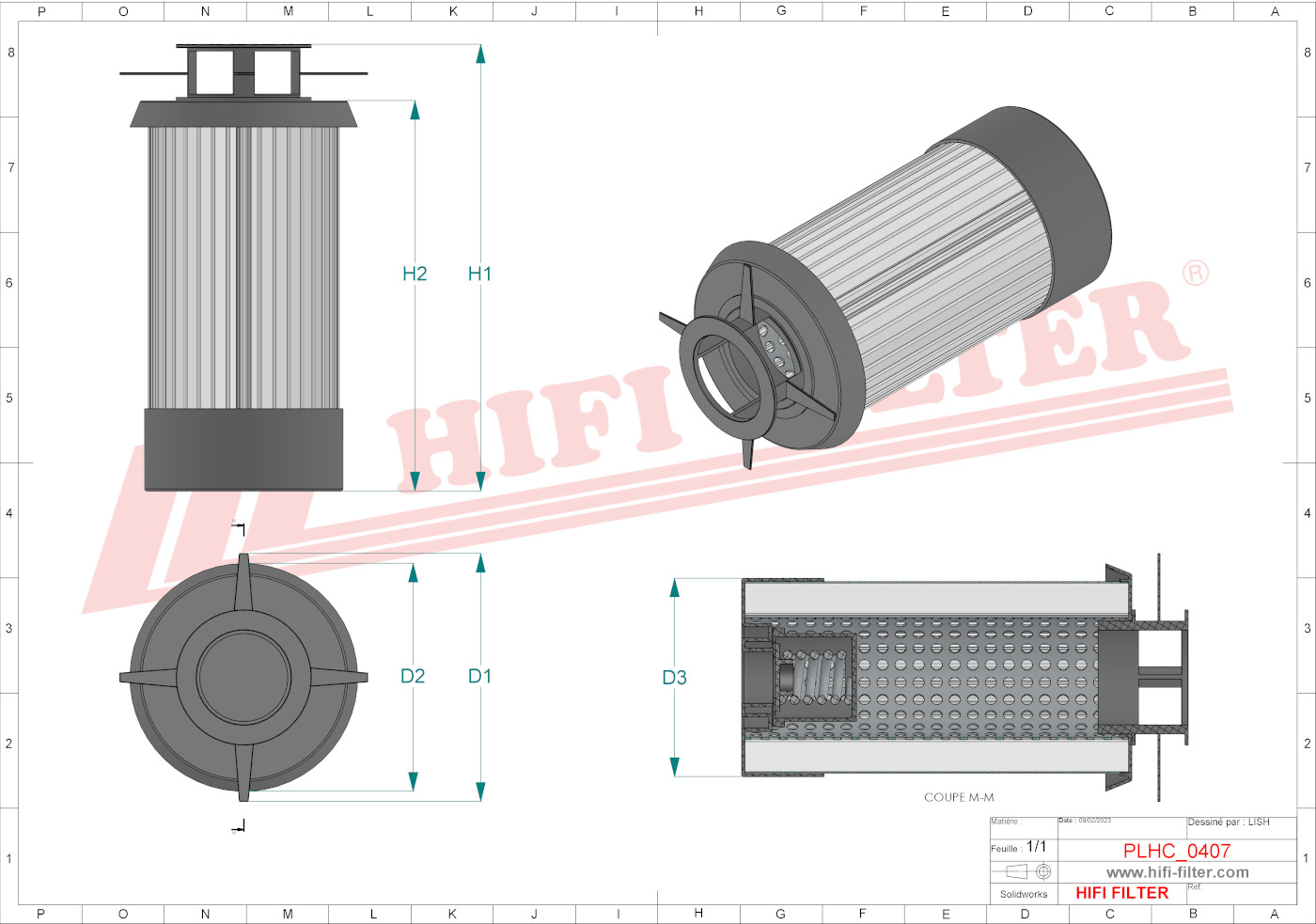 Schema tecnico Filtro olio