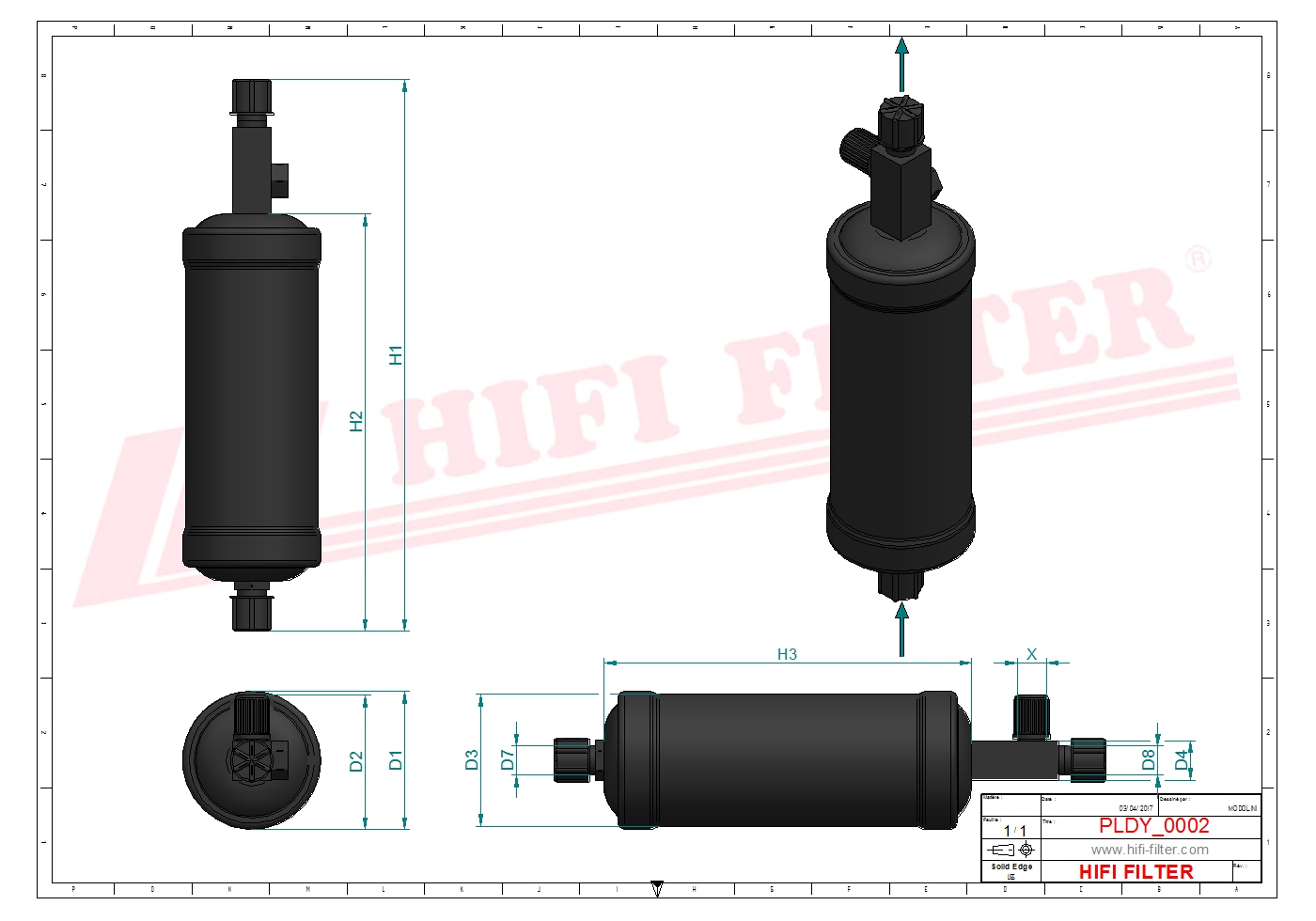 Schema tecnico Filtro carburante