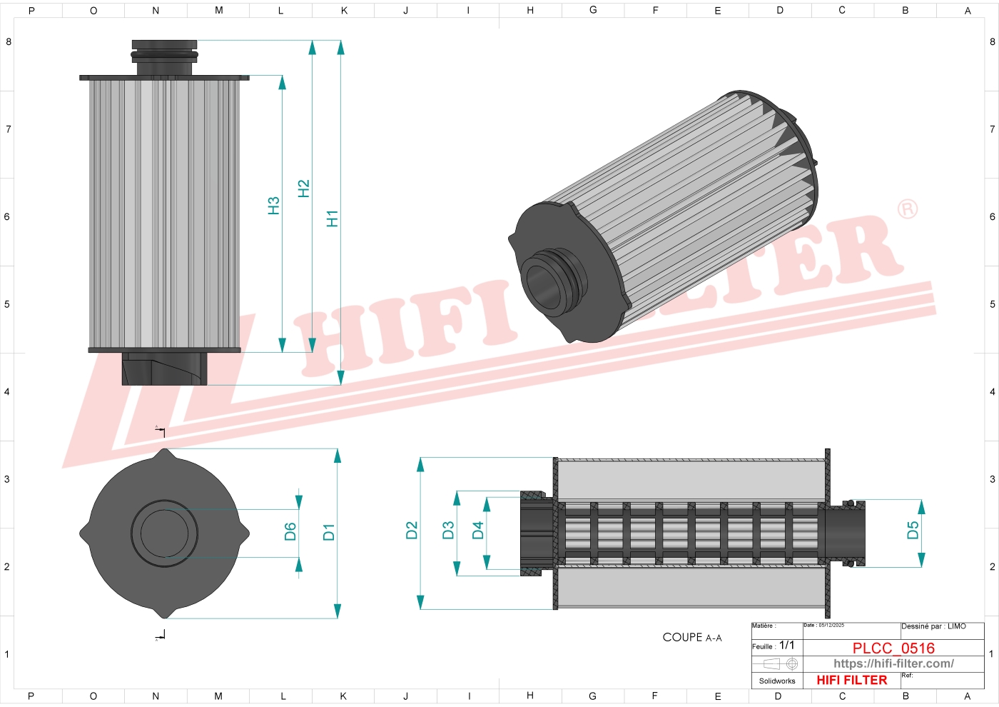 Schema tecnico Filtro carburante
