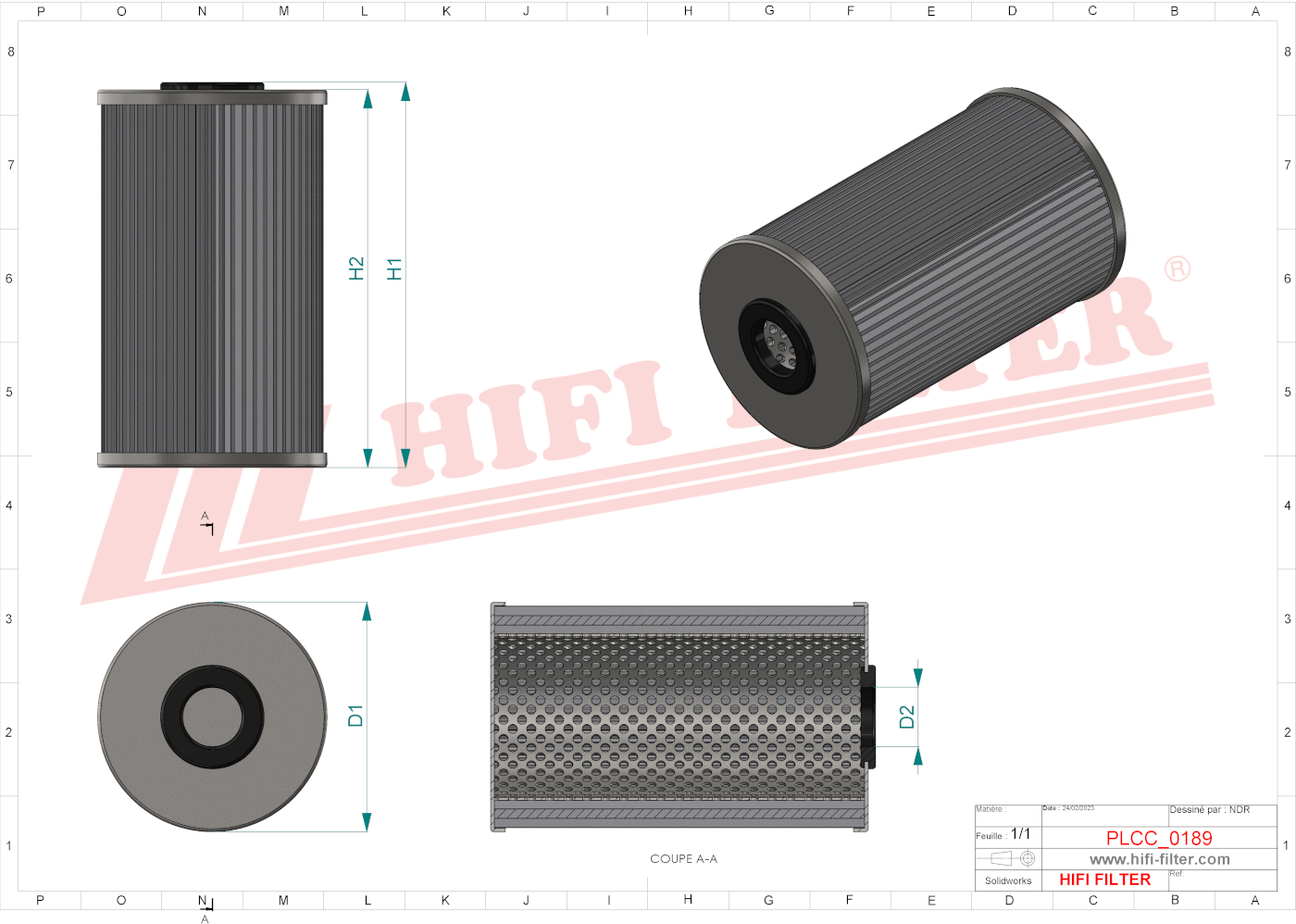 Schema tecnico Prefiltro aria