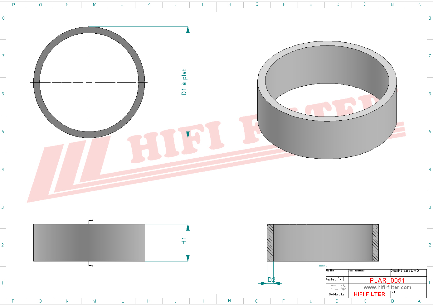 Schema tecnico Filtro aria 104745 per trattori e macchine agricole