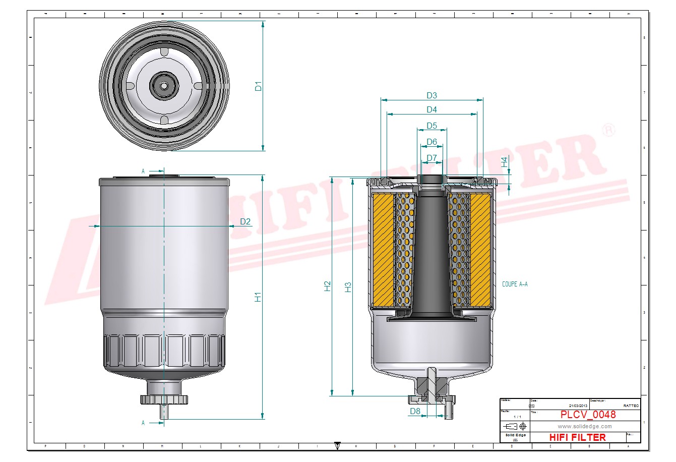 Schema tecnico Prefiltro aria