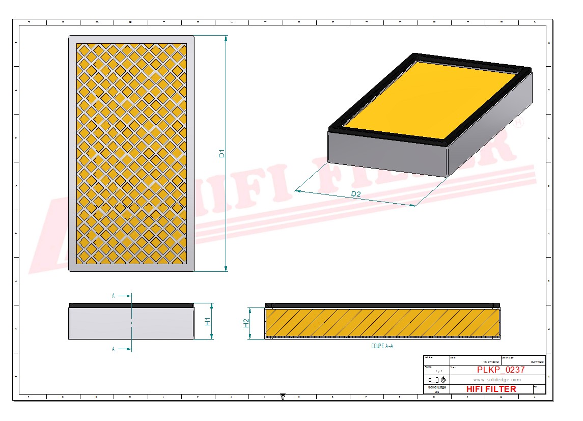 Schema tecnico Filtro abitacolo