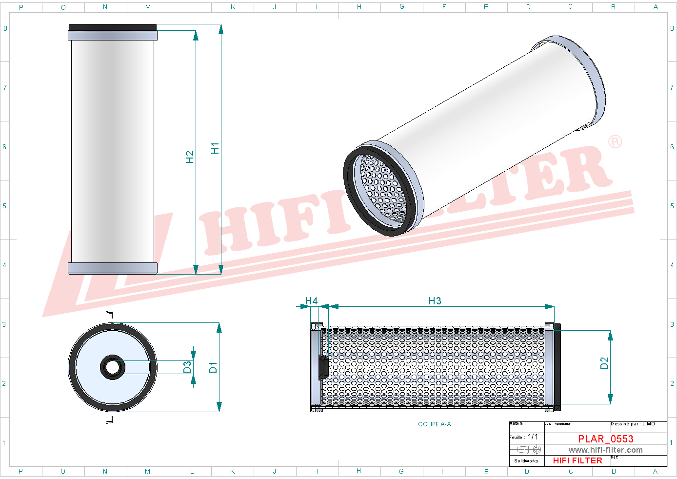 Schema tecnico Filtro aria