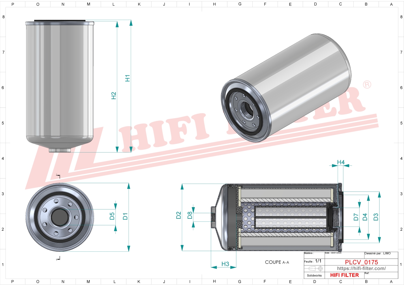 Schema tecnico Filtro carburante