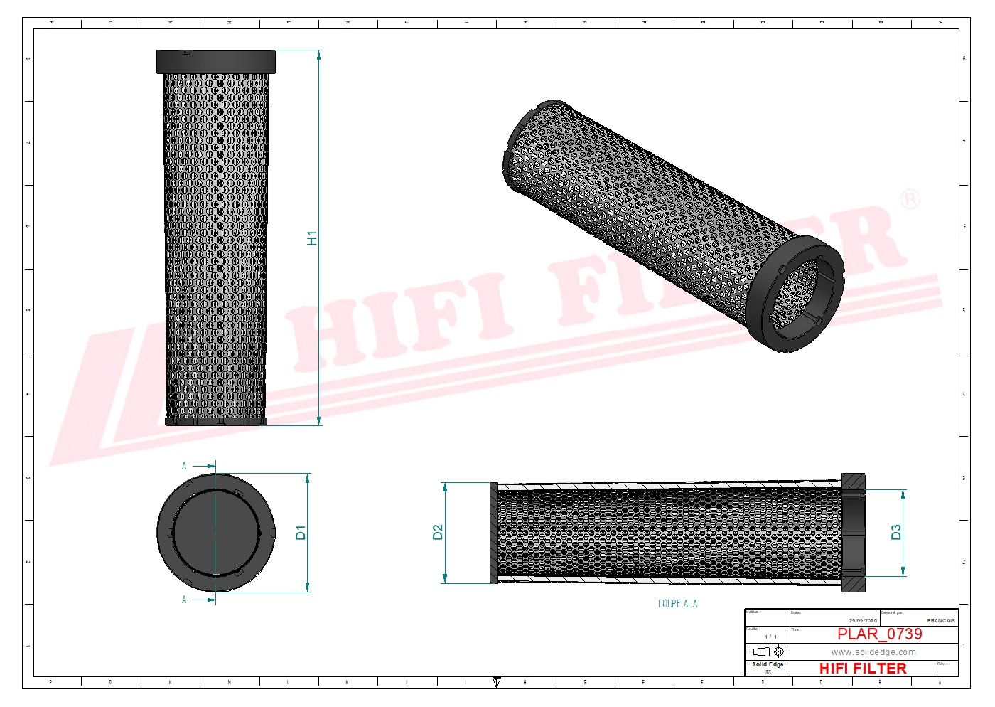 Schema tecnico Filtro aria