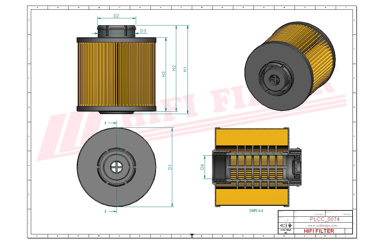 Schema tecnico Filtro carburante 0000901251 per trattori e macchine agricole