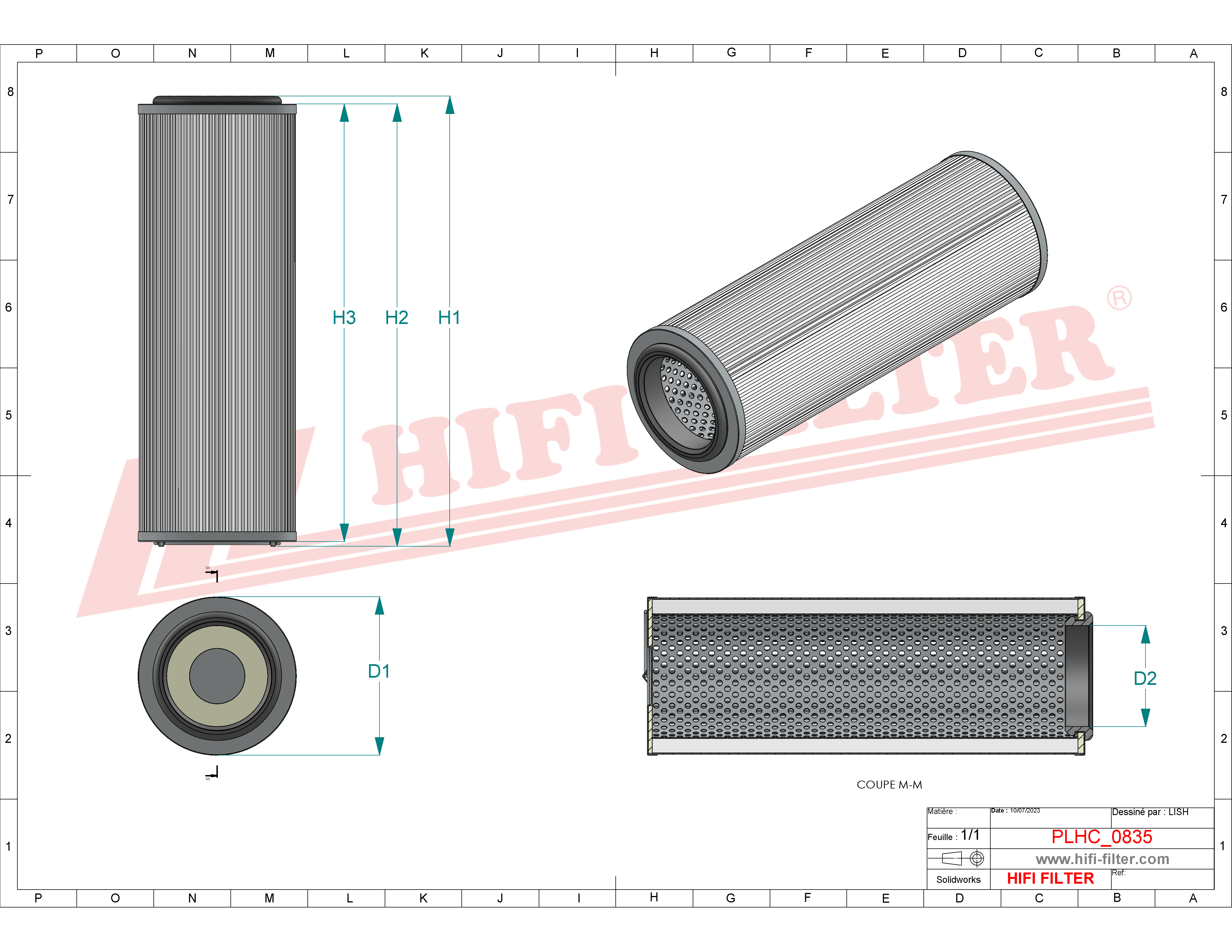 Schema tecnico Filtro olio