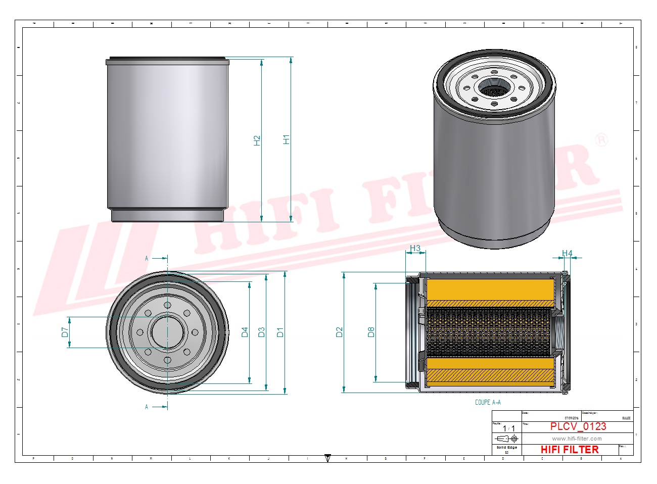Schema tecnico Filtro carburante K117930N50 per trattori e macchine agricole