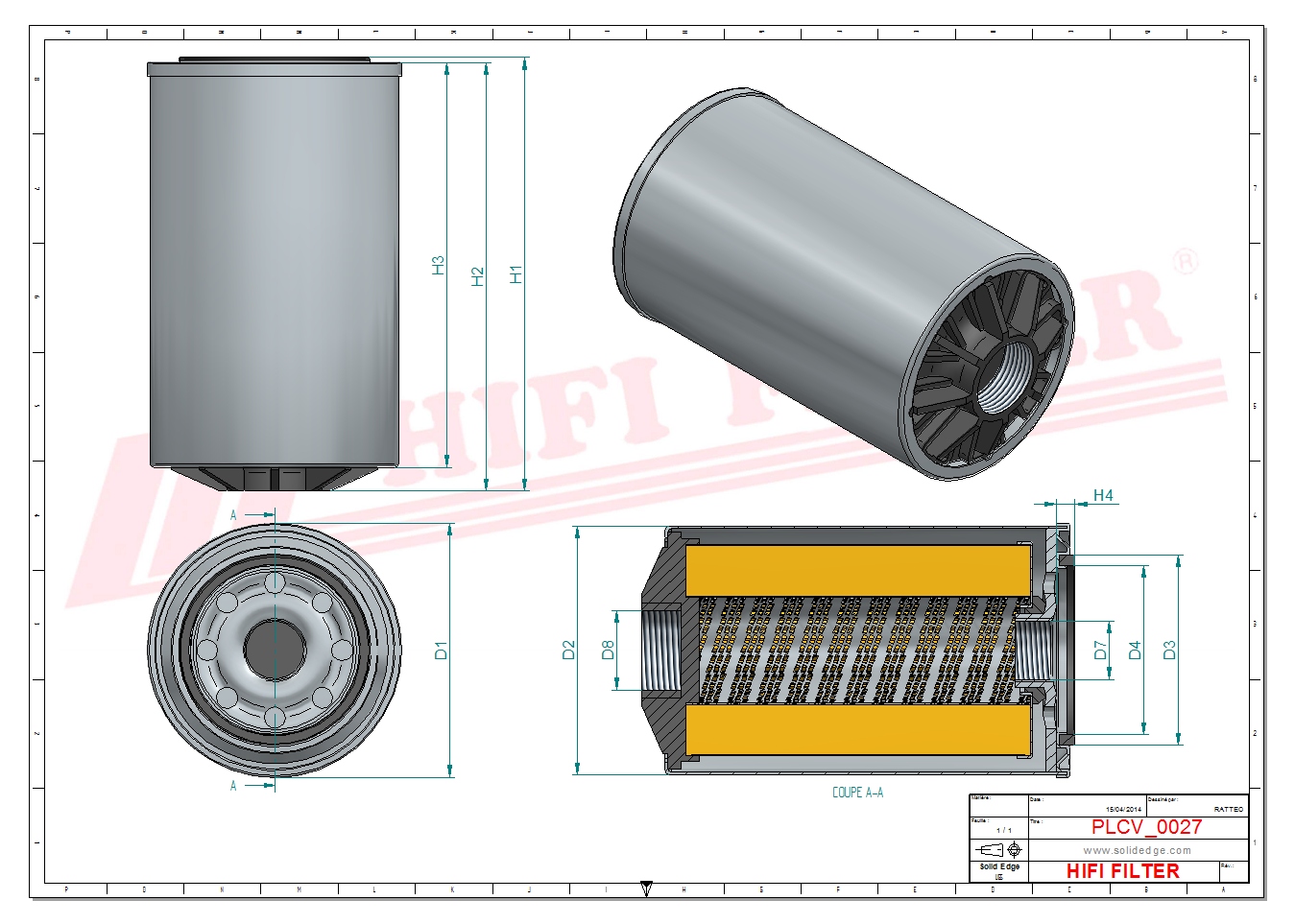Schema tecnico Filtro carburante F304866 per trattori e macchine agricole