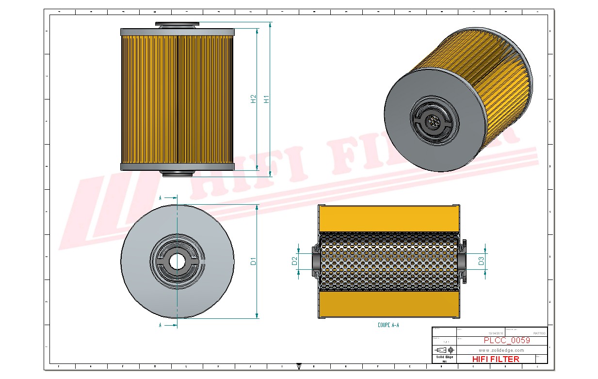 Schema tecnico Filtro carburante 1425903 per trattori e macchine agricole