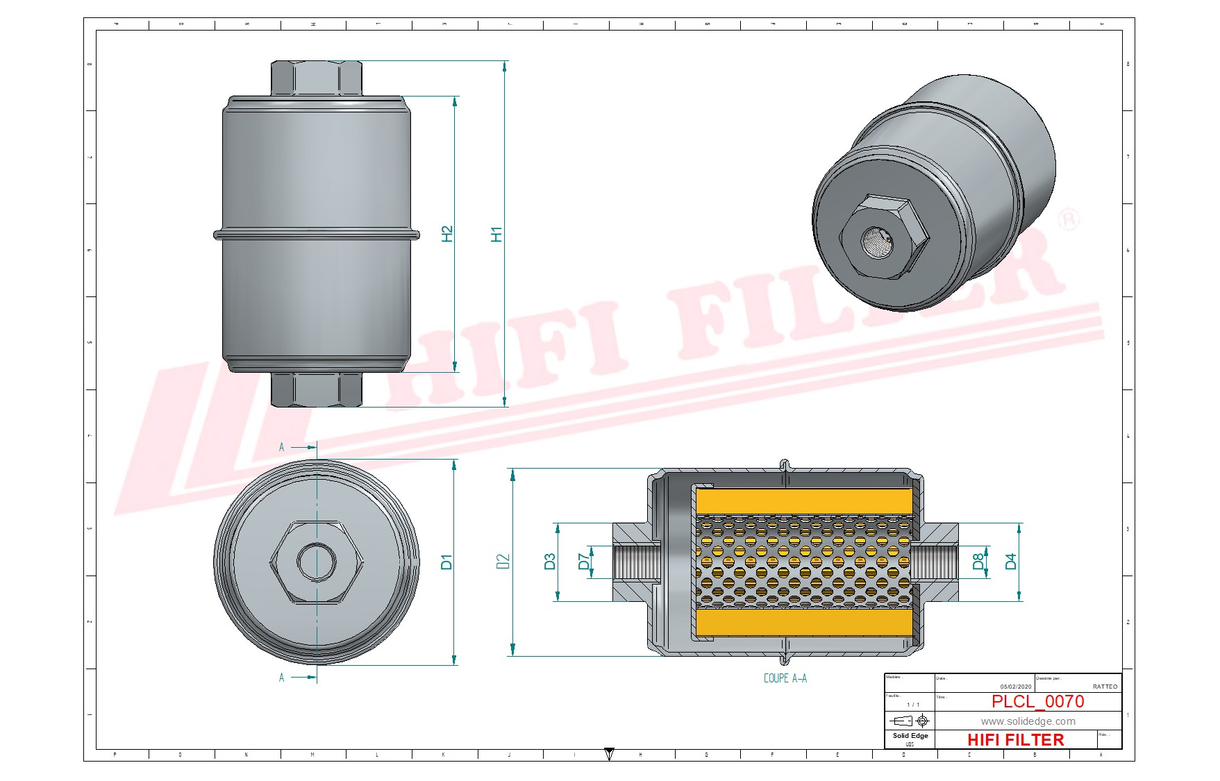 Schema tecnico Filtro Benzina 235312 per trattori e macchine agricole