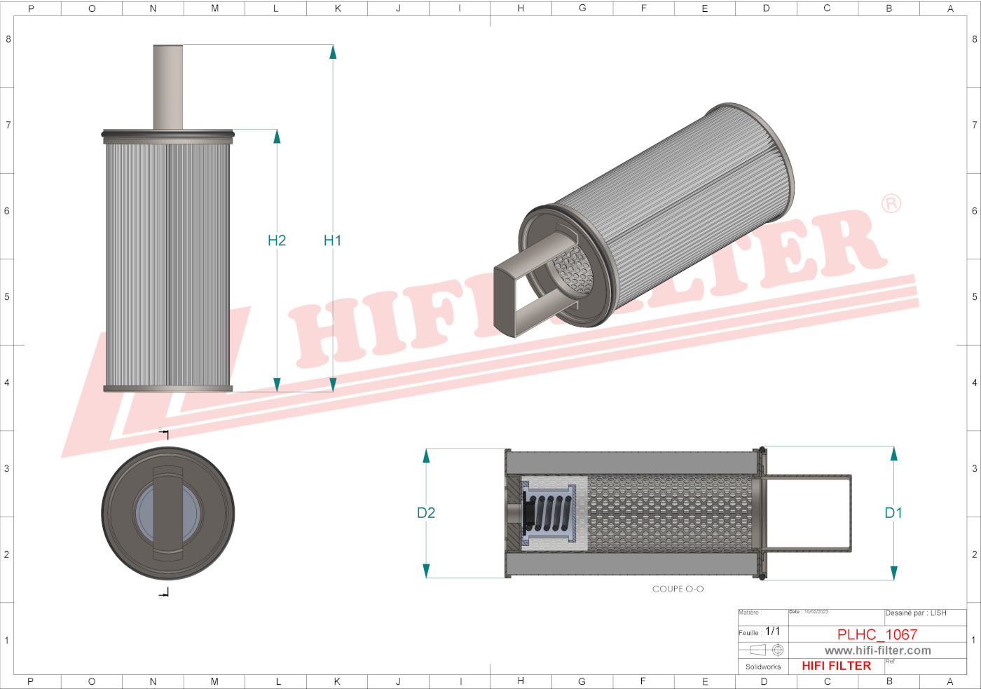Schema tecnico Filtro olio