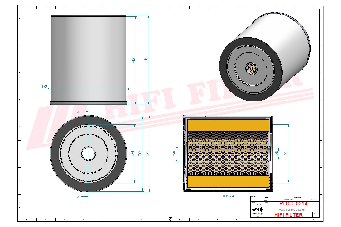 Schema tecnico Filtro carburante