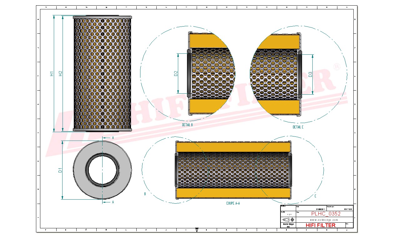 Schema tecnico Filtro olio