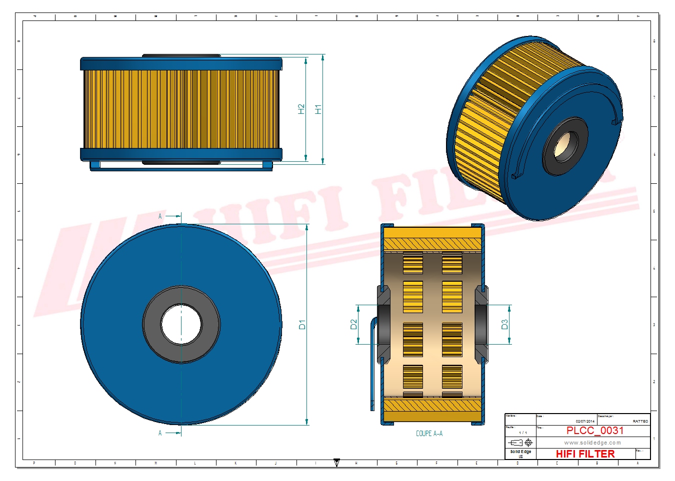 Schema tecnico Prefiltro aria