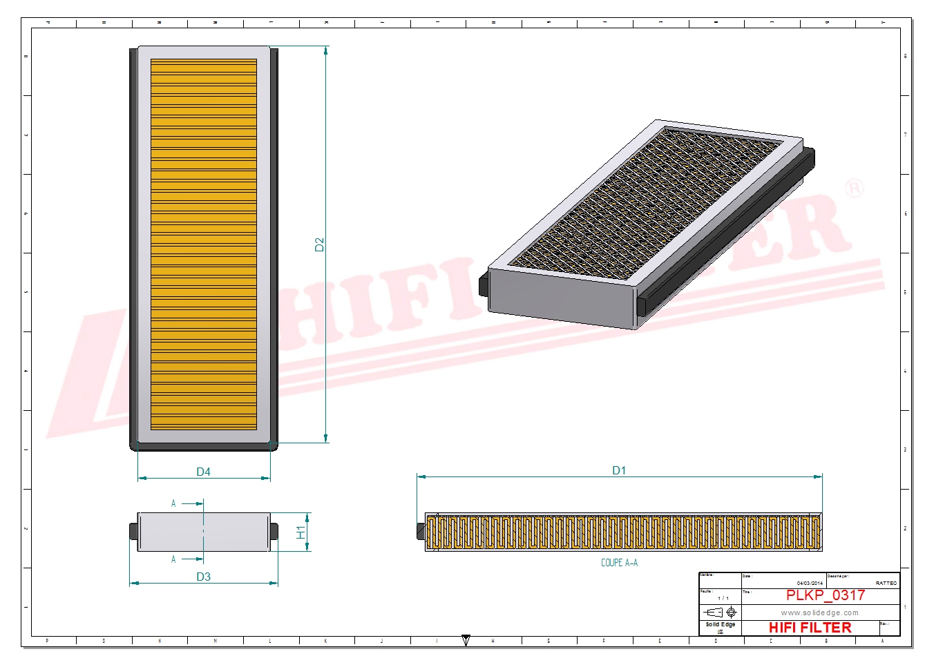 Schema tecnico Prefiltro aria