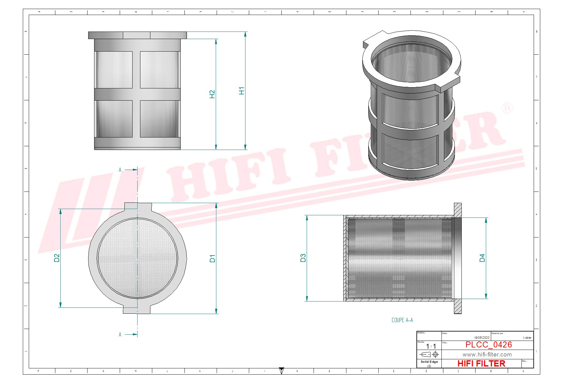 Schema tecnico Filtro carburante
