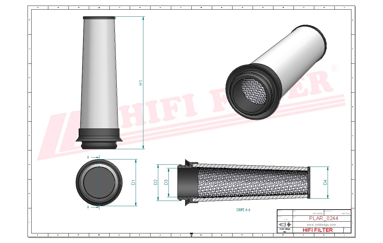 Schema tecnico Filtro aria