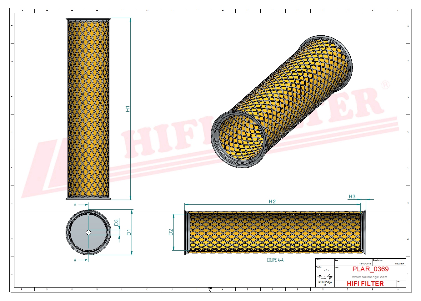 Schema tecnico Filtro aria