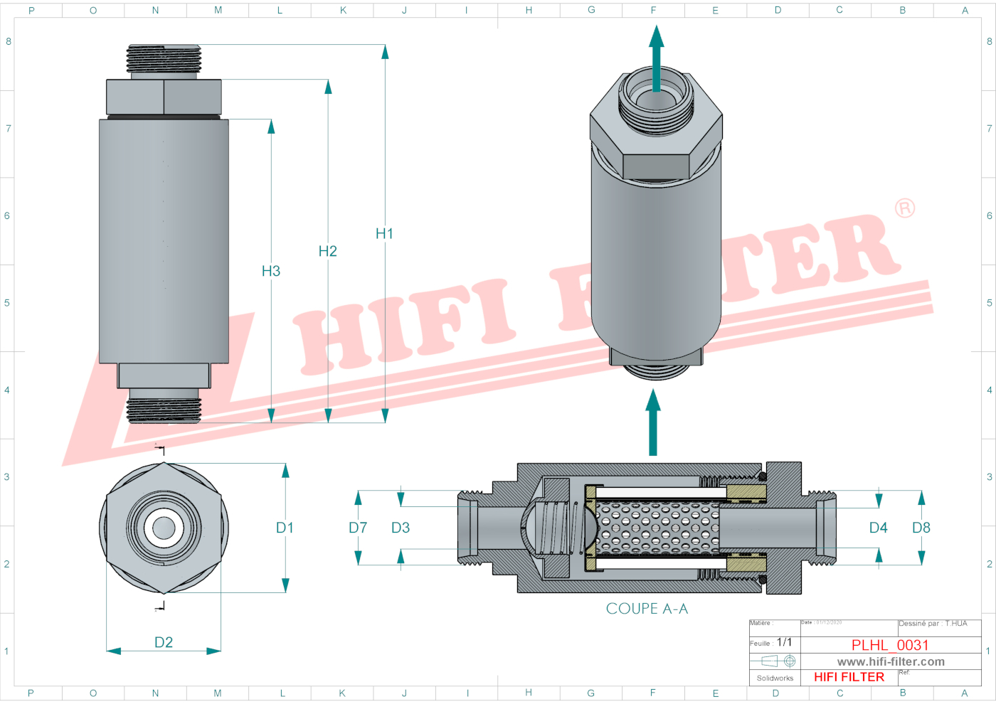 Schema tecnico Filtro olio