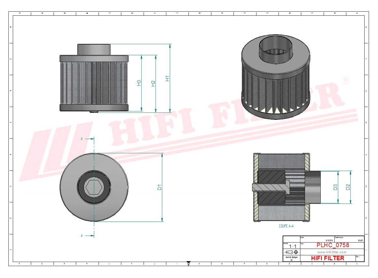Schema tecnico Filtro olio