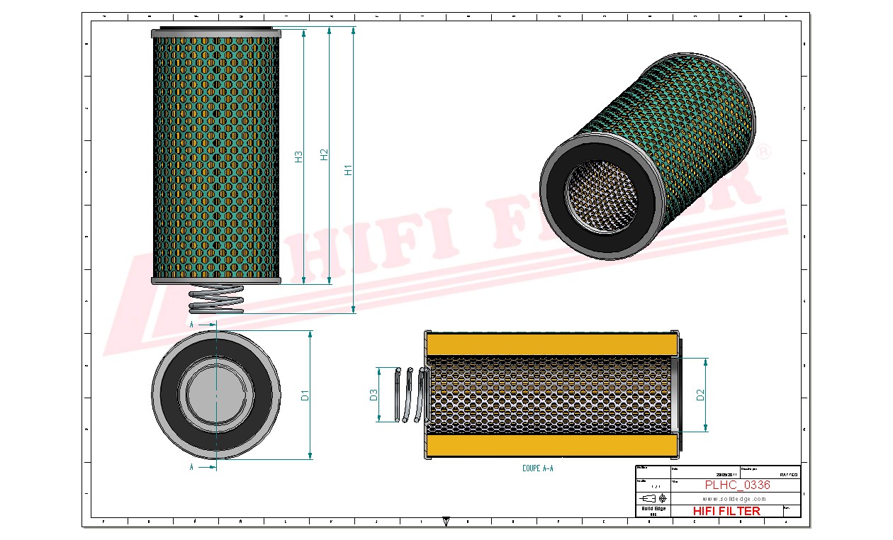 Schema tecnico Filtro olio