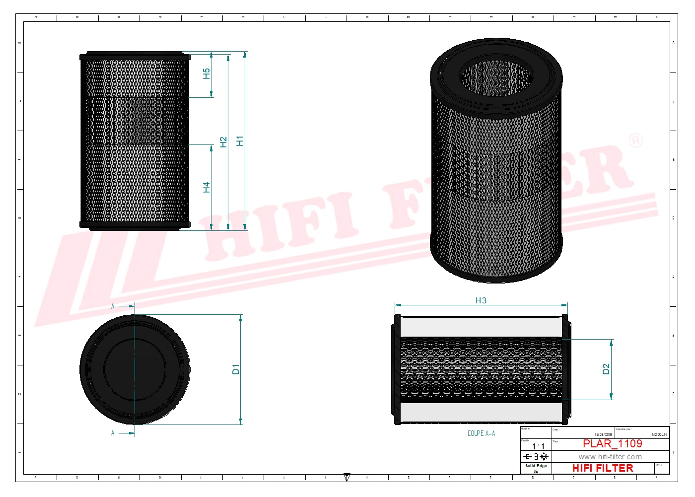 Schema tecnico Filtro aria