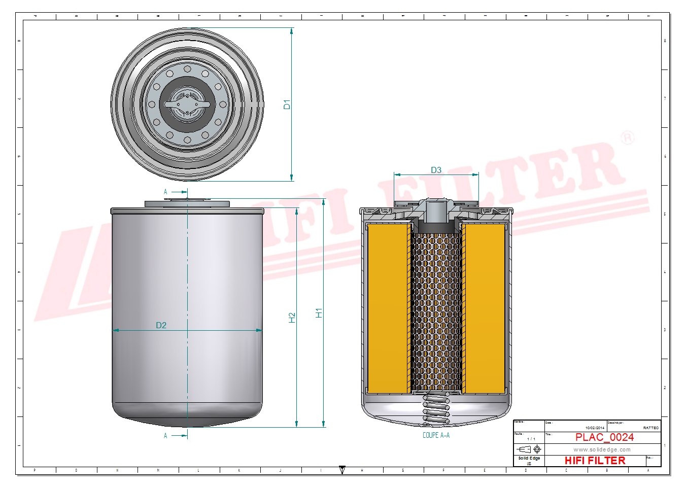 Schema tecnico Filtro aria