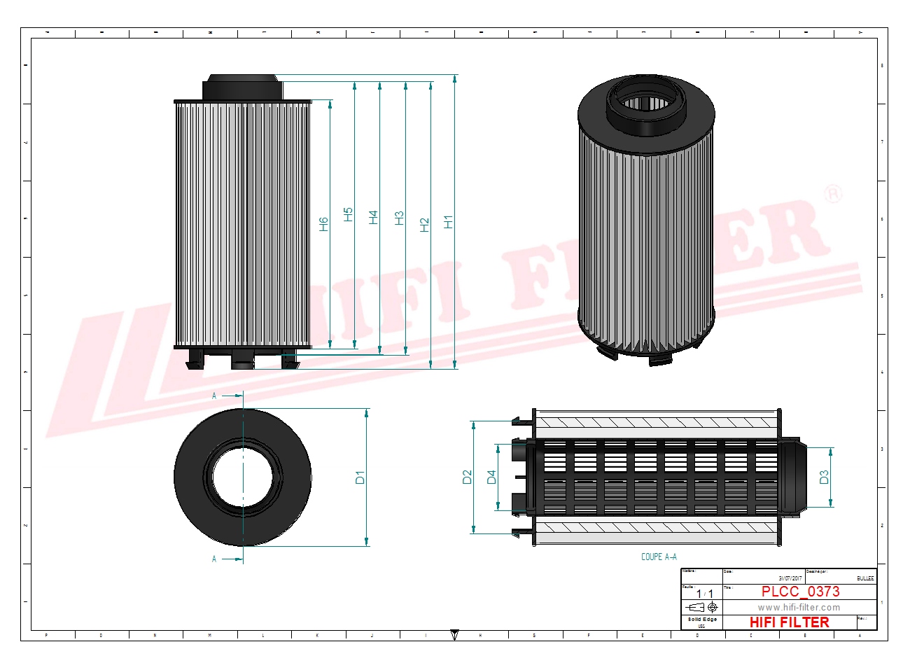 Schema tecnico Filtro carburante 0007731860 per trattori e macchine agricole