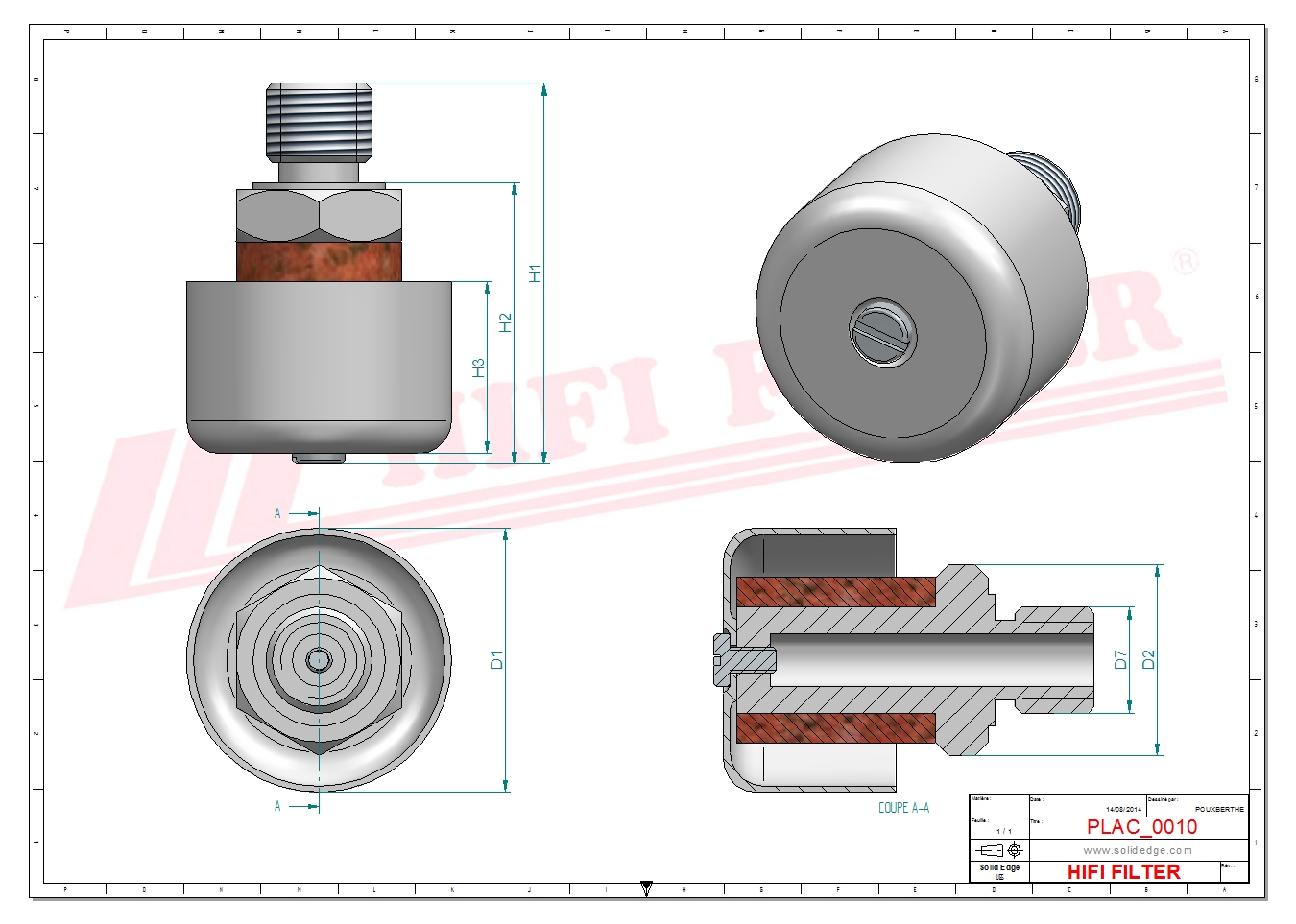 Schema tecnico Filtro aria