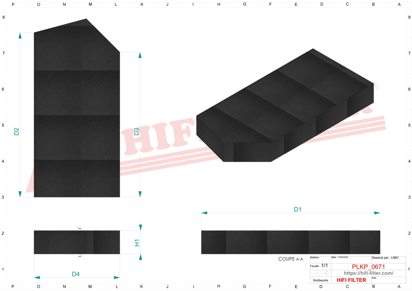 Schema tecnico Prefiltro aria