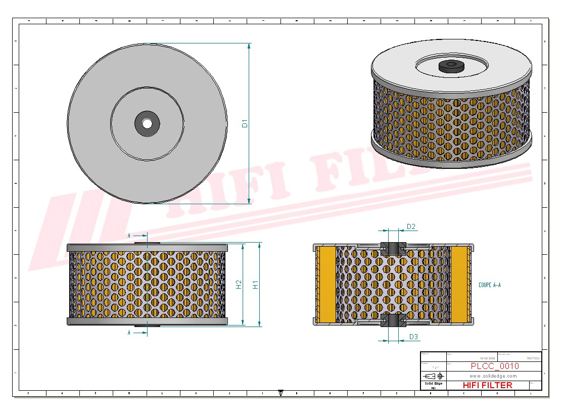 Schema tecnico Filtro carburante