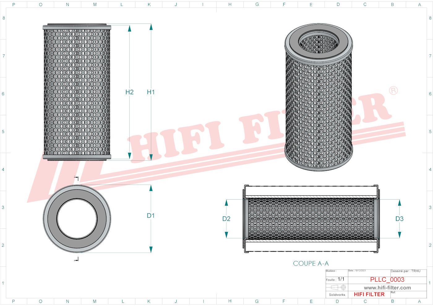 Schema tecnico Filtro olio 5573014 per trattori e macchine agricole