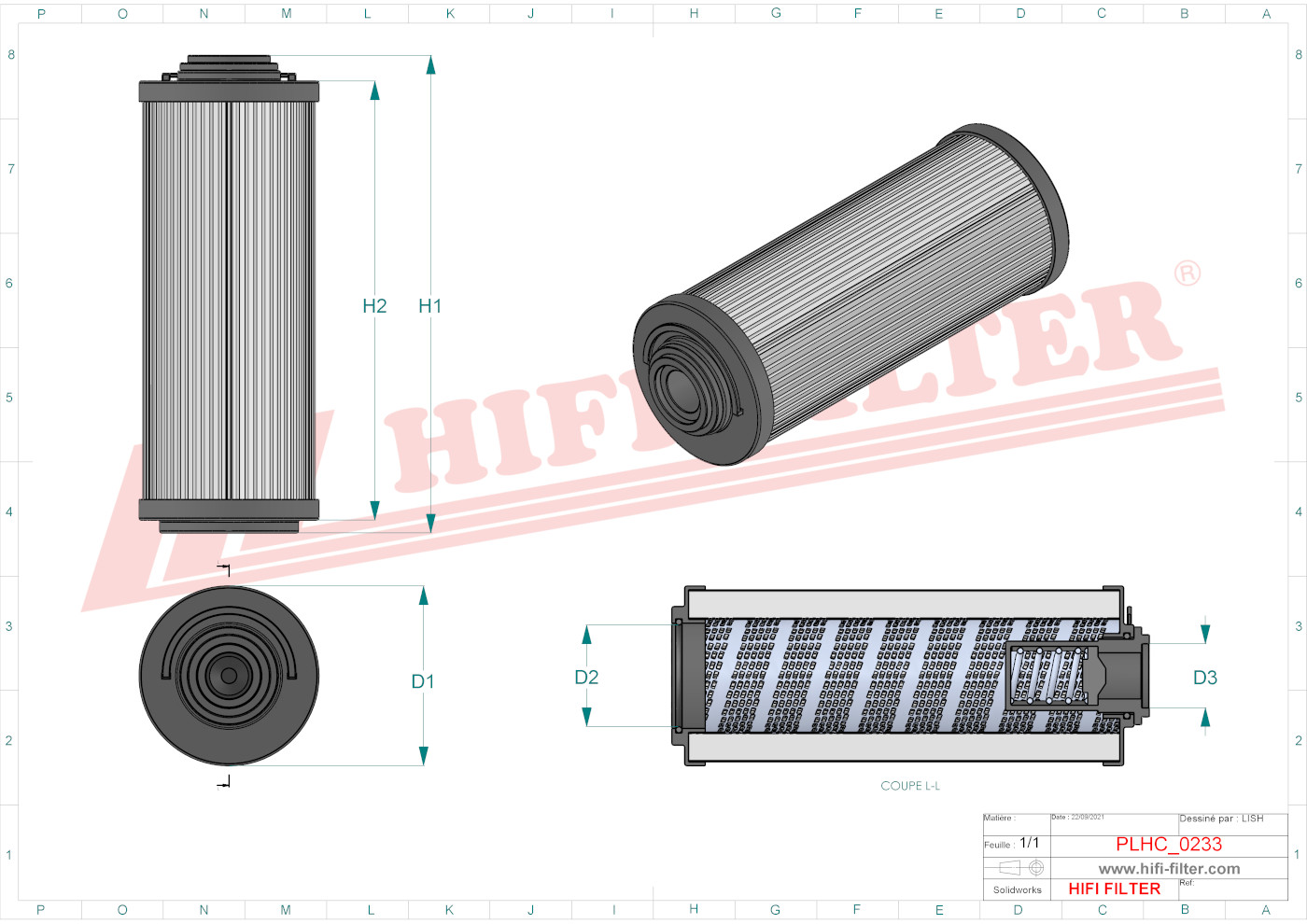 Schema tecnico Filtro idraulico 71316541 per trattori e macchine agricole