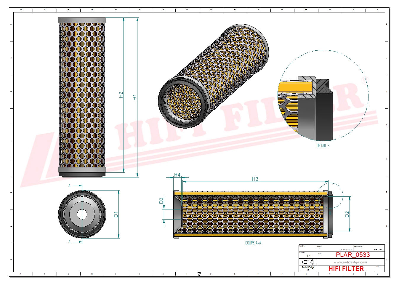 Schema tecnico Filtro aria