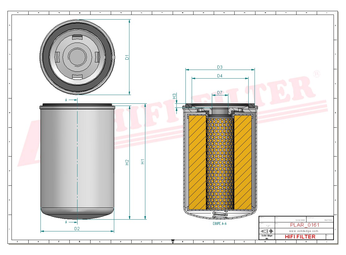 Schema tecnico Filtro aria 9020000777 per trattori e macchine agricole