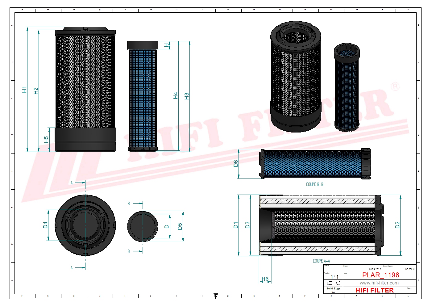 Schema tecnico Filtro aria